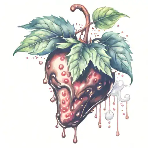 Chocolate dipped strawberry  tattoo design idea
