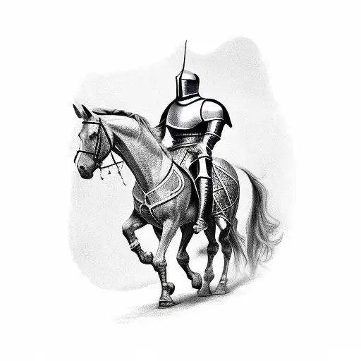 knight on horse medieval  tattoo design idea