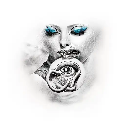 represantation of Lust Sin from bible with woman included tattoo design idea