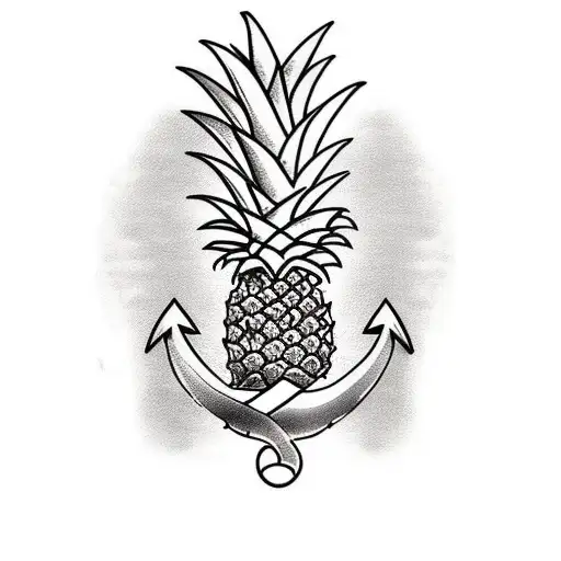 Pineapple with anchor tattoo design idea