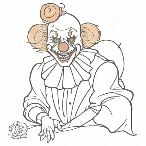 scary but cute fantasy clown looking animal tattoo design idea