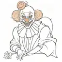 scary but cute fantasy clown looking animal tattoo design idea