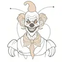 scary but cute fantasy clown looking animal tattoo design idea
