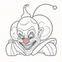 scary but cute fantasy clown looking animal tattoo design idea