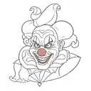 scary but cute fantasy clown looking animal tattoo design idea