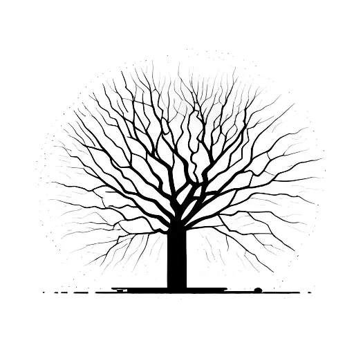 A tree growing through a cracked pavement, symbolizing resilience and not giving up tattoo design idea