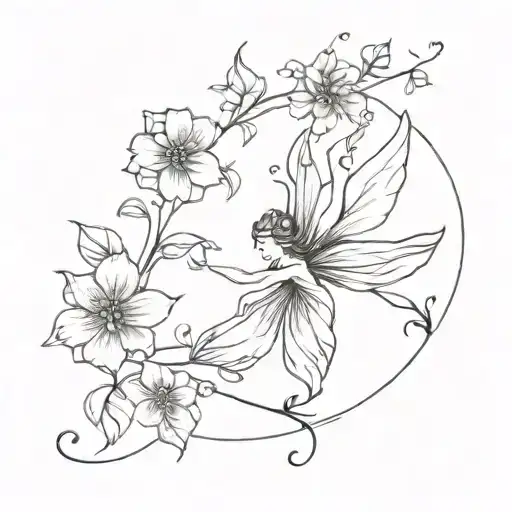 Inner strength fairy flowers on forearm tattoo design idea