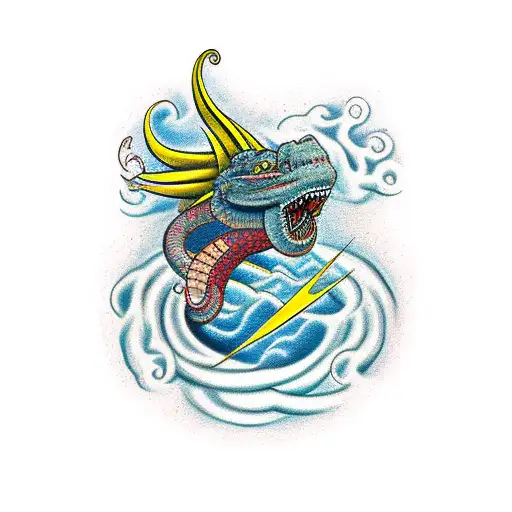 jormungandr saliendo de un rombo tattoo design idea