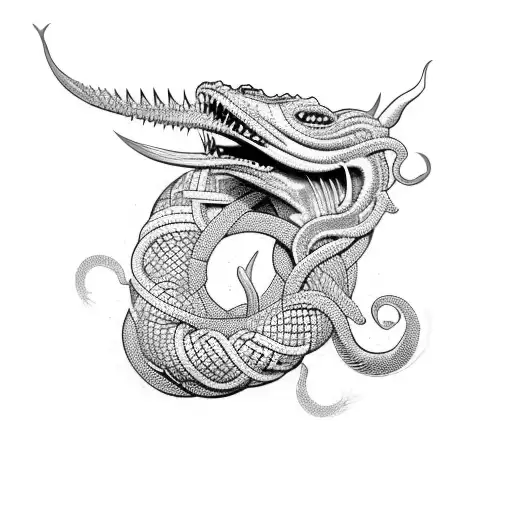 jormungandr saliendo de un rombo tattoo design idea