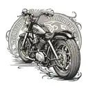 A black-grey tattoo of a vintage Harley Davidson logo with a distressed look tattoo design idea