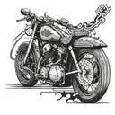A black-grey tattoo of a vintage Harley Davidson logo with a distressed look tattoo design idea