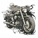 A black-grey tattoo of a vintage Harley Davidson logo with a distressed look tattoo design idea