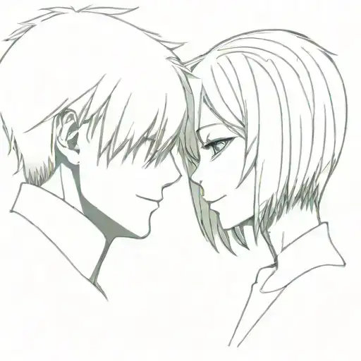 face of kaneki and touka in tokyo ghoul looking at each other tattoo design idea