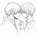 face of kaneki and touka in tokyo ghoul looking at each other tattoo design idea