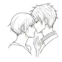 face of kaneki and touka in tokyo ghoul looking at each other tattoo design idea