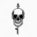 skull with sol key and arhitecture conceptual tattoo design idea