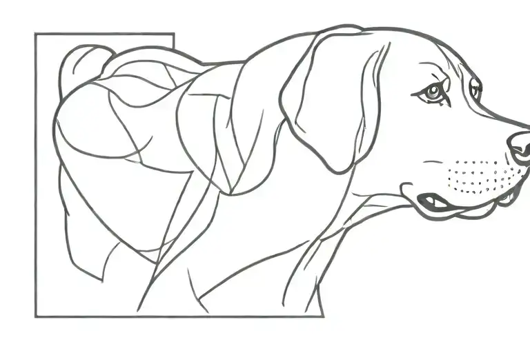 outline of Labrador retriever head tattoo design idea