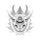 oni mask con flores  tattoo design idea