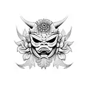 oni mask con flores  tattoo design idea