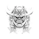 oni mask con flores  tattoo design idea