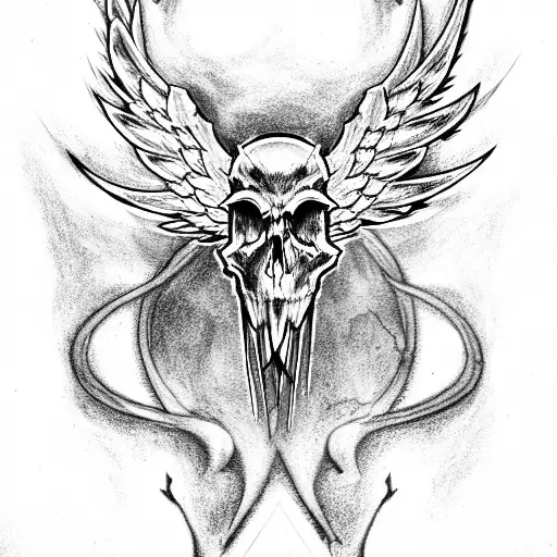 skull and Phoenix  tattoo design idea