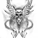 skull and Phoenix  tattoo design idea