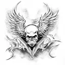 skull and Phoenix  tattoo design idea