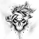 skull and Phoenix  tattoo design idea