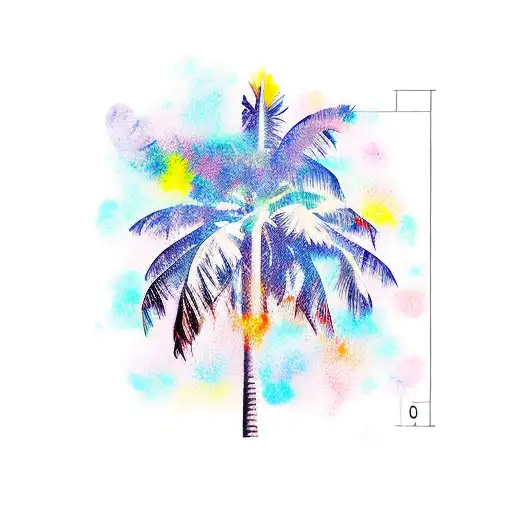 shape of Colombia. lots of water colours. tall palm trees. tattoo design idea