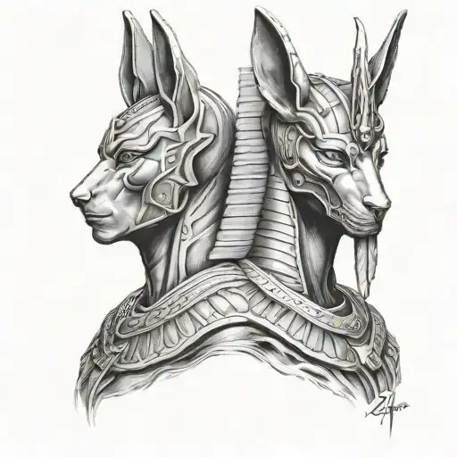 Anubis ra y osiris tattoo design idea
