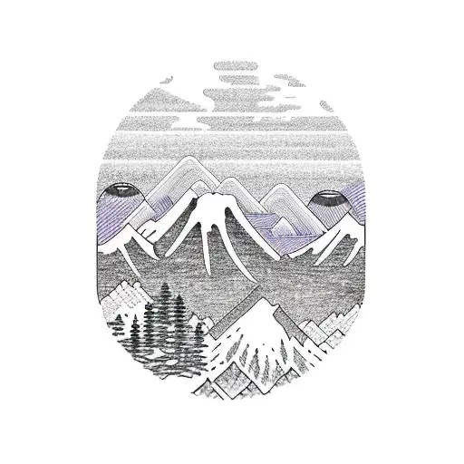 colorado rockies mountains with sunrise tattoo design idea