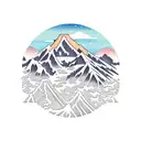 colorado rockies mountains with sunrise tattoo design idea