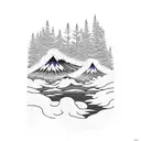 colorado rockies mountains with sunrise tattoo design idea