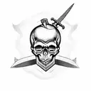 skull and sword tattoo design idea