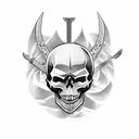 skull and sword tattoo design idea