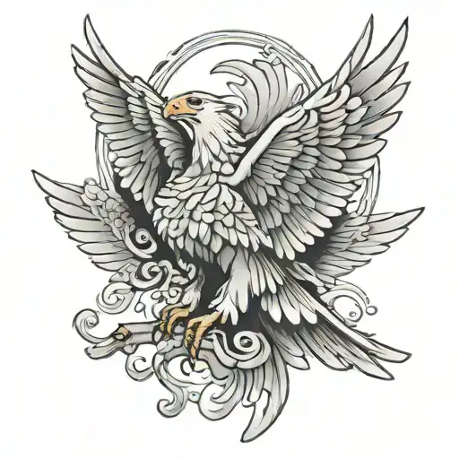 harpi Eagle with Japanese tattoo design idea