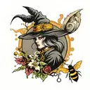 witch shadow with bee and color splash tattoo tattoo design idea