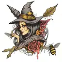 witch shadow with bee and color splash tattoo tattoo design idea
