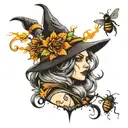 witch shadow with bee and color splash tattoo tattoo design idea