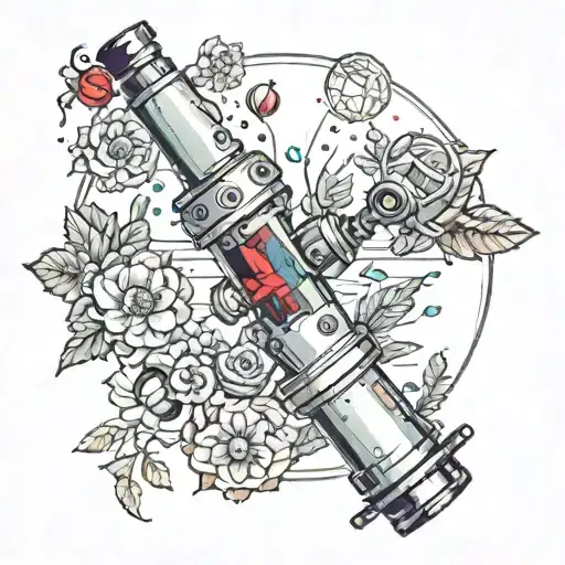 space/garden microscope surrounded tattoo design idea