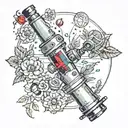 space/garden microscope surrounded tattoo design idea