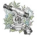 space/garden microscope surrounded tattoo design idea