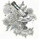 space/garden microscope surrounded tattoo design idea