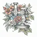 space/garden microscope surrounded tattoo design idea