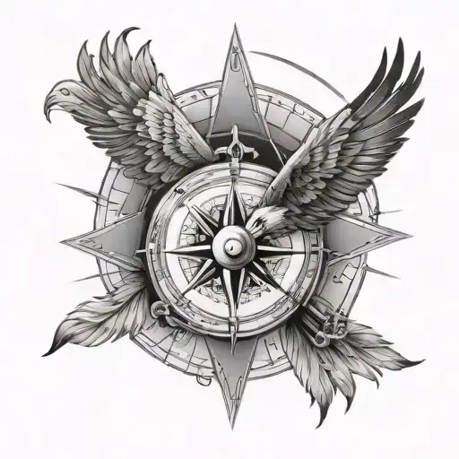 eagle and compass design tattoo design idea