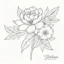 February birth flower, July birth flower, December birth flower bouquet tattoo design idea