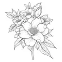 February birth flower, July birth flower, December birth flower bouquet tattoo design idea
