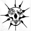 Skull and sun and cage tattoo design idea