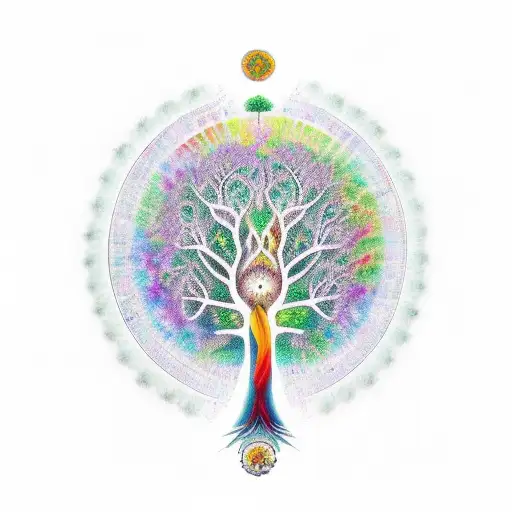 tree of life mixed with DNA and the 7 chakras tattoo design idea