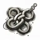 Create a Трикветр intertwined with handcuffs for a unique twist on a traditional symbol tattoo design idea